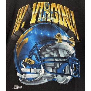 West Virginia Vintage Salem Sportswear Shirt Men's XL Black Helmet Logo RARE 90s